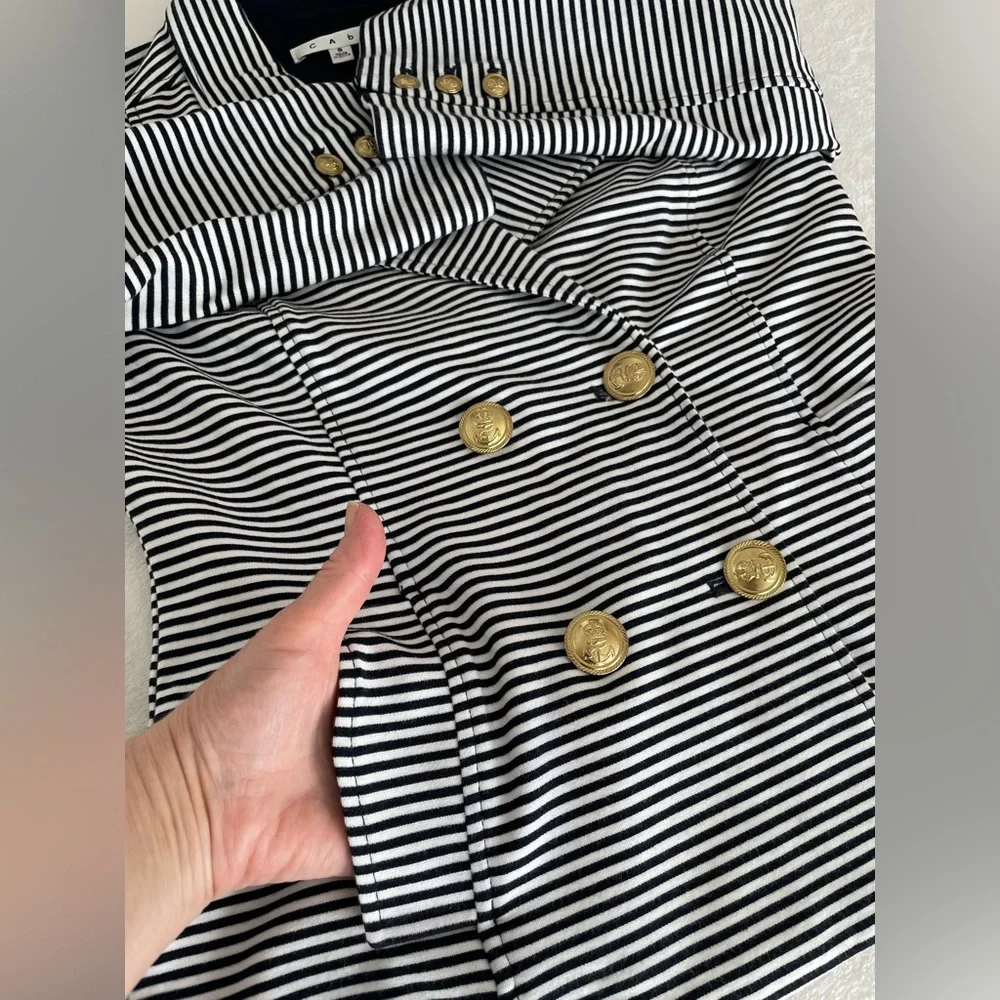 CAbi Sz S Life Jacket Navy Nautical Stripe Stretch Ponte Spring Cruise Vacation - Picture 7 of 17